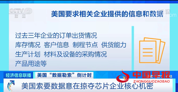 美国向多家芯片相关企业“勒索”数据！掠夺“商业机密”，意欲何为？